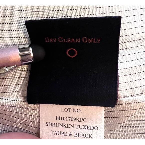 James Jeans Womens Medium Ponte Knit Tuxedo Blazer Jacket Taupe Black Lapel - Picture 12 of 13